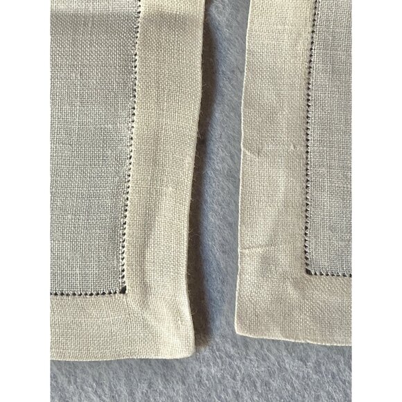 Vintage Quality Linen Napkins Set Of 8 With Pulled Thread Work 16" x 16" Cream - Picture 2 of 6